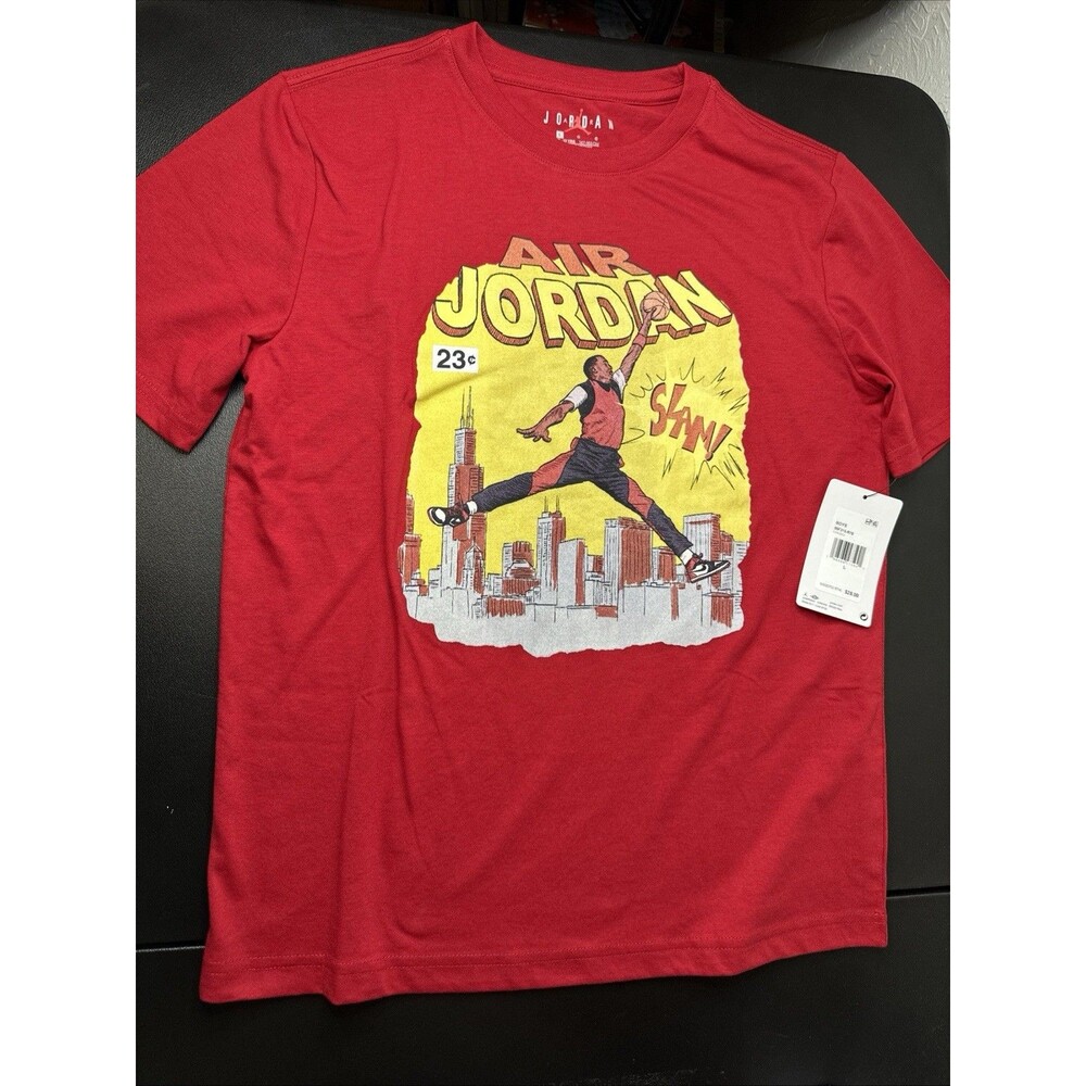Jordan Kid Red Short Sleeve Graphic Tee Size Large (12-13yrs) New With Tags